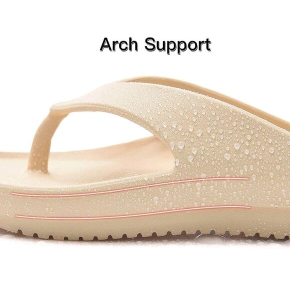 Ladies orthopedic Size M/L medium/large flip-flops cream color w/arch support - Picture 2 of 9